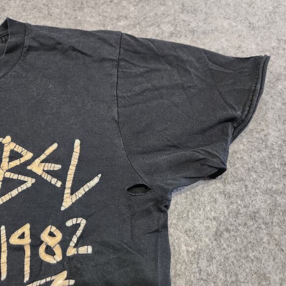 Dom Rebel Machina 1982 Mens S Small Black Distressed Double Side Graphic T Shirt - Picture 7 of 14